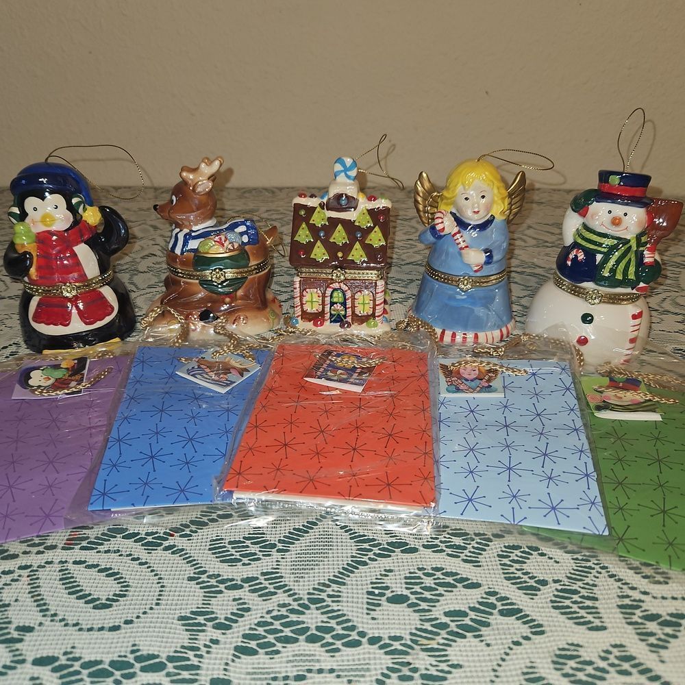 Mr. Christmas Hinged Porcelain Musical Ornaments Set Of 5